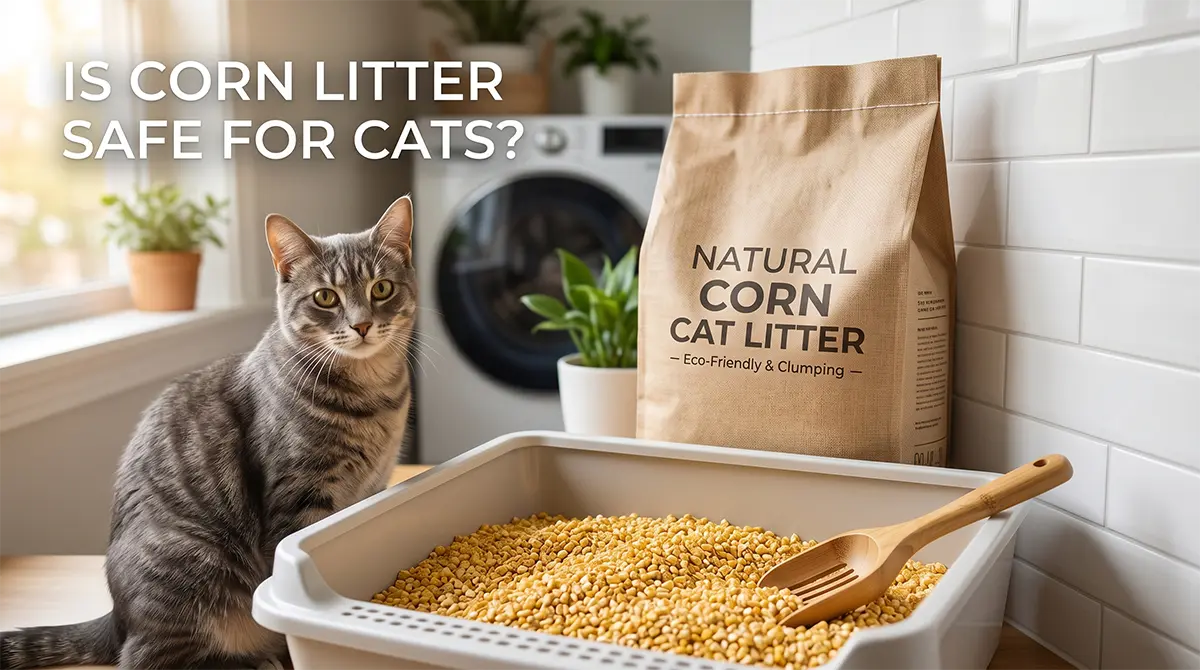 You are currently viewing Is Corn Litter Safe for Cats? Aflatoxins, Bugs, & Ingestion Risks Explained